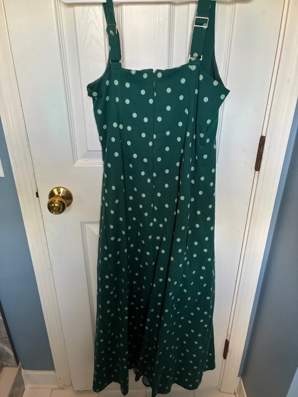 Abercrombie and Fitch green polka dot midi dress size L - Picture 2 of 6